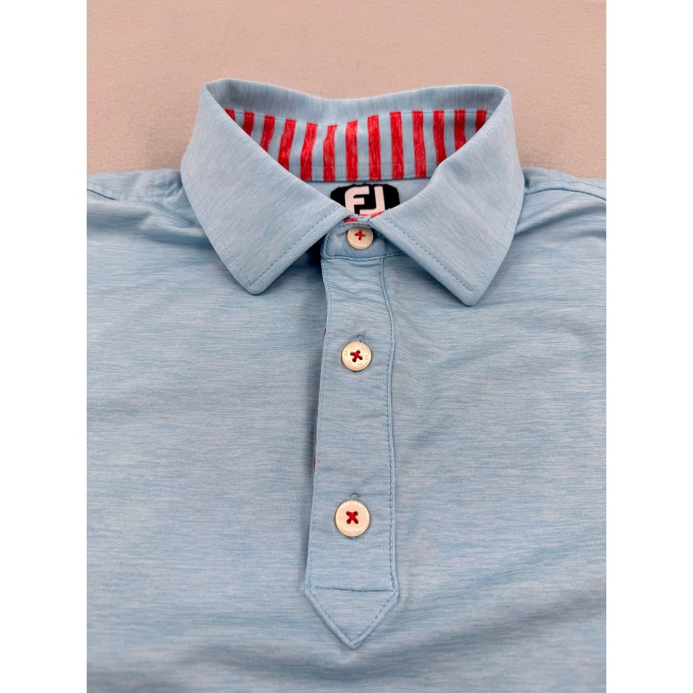 FootJoy ProDry Mens XL Light Blue Heathered Golf Polo Shirt Lightweight Casual - Picture 3 of 10